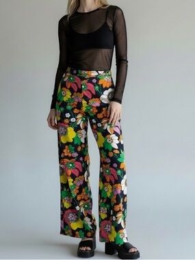 Dodo Bar Or Groovy Colorful Floral Cotton Pants 
Boho Hippie Disco resortwear